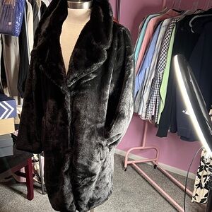 Luxurious Black Faux Fur Coat